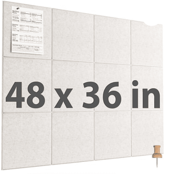 Large Cork Boar for Wall 47" x 35" Light Tan Bulletin Board, 12 Pack Felt Wall Tiles with Pushpins, Cork Boards for Office Pin Boar Tack Boar Cork Boards