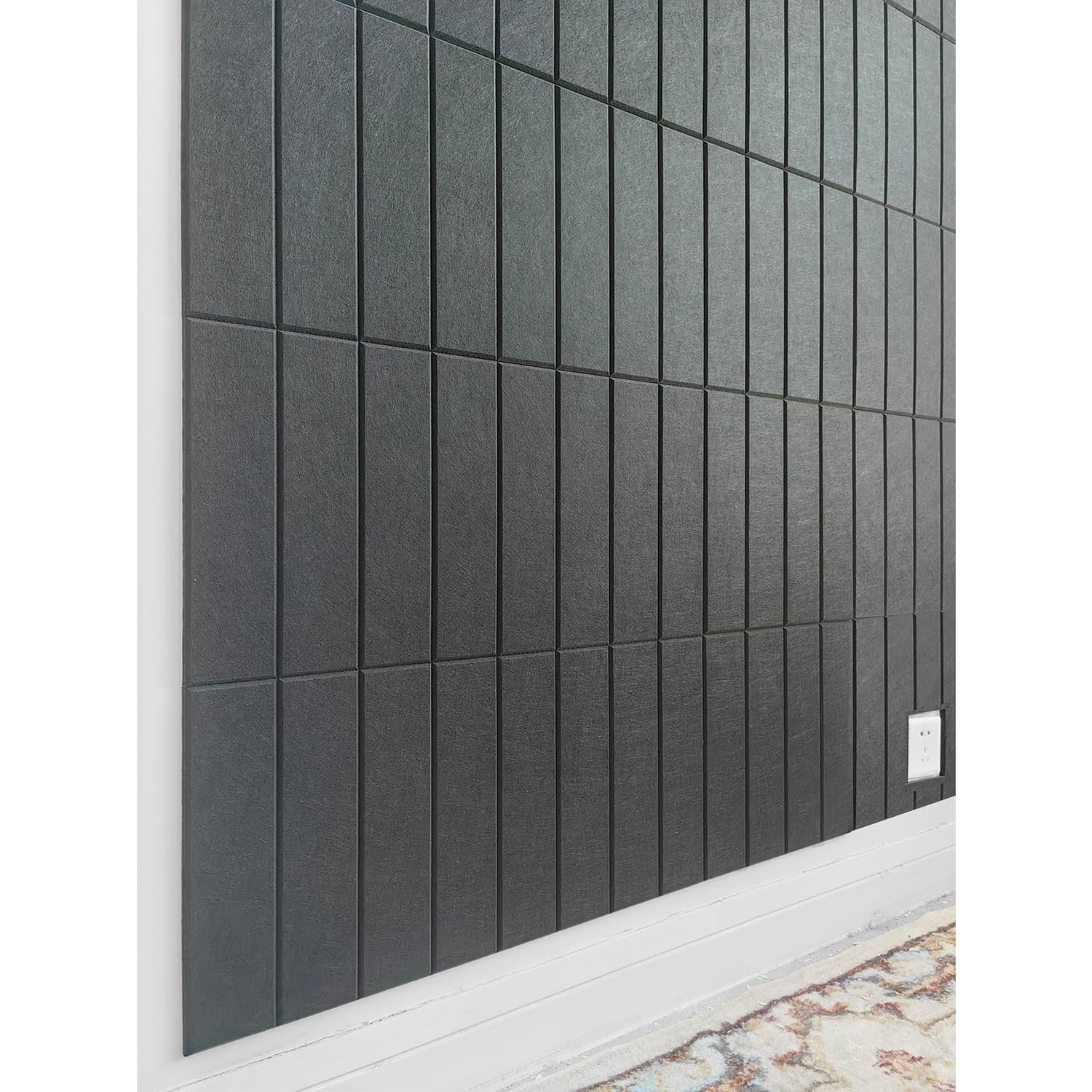 Large Cork Board Alternative - 24-Pack Felt Wall Tiles with Safe Removable Adhesive Tabs, Cork Wall Tiles Bulletin Board Home Office Essentials - Black
