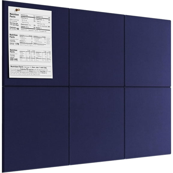 Large Cork Board for Wall 36" x 24", Dark Blue Bulletin Board, 6 Pack Felt Wall Tiles with Pushpins, Cork Boards for Office Push Pin Board Tack Board Felt Board
