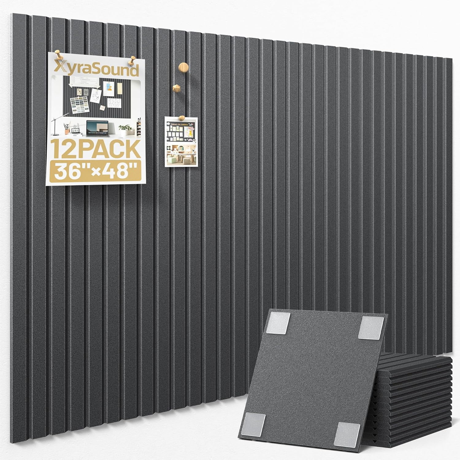 Large Cork Board for Wall 36" x 48" Black Bulletin Board with Safe ...