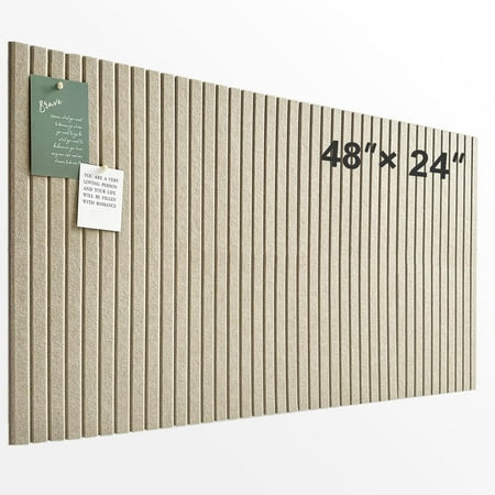 Large Cork Board for Office, 8 Pack Felt Wall Tiles with Slat Wall Paneling and Safe Removable Adhesive Tabs - Tan