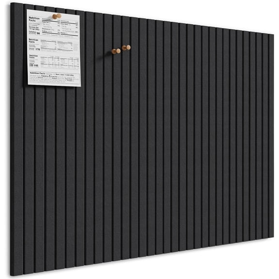 Large Cork Boards for Walls 48" x 36", Black Felt Bulletin Board Tiles for Office Decor, 12 Pack Felt Wall Tiles with Slat Paneling
