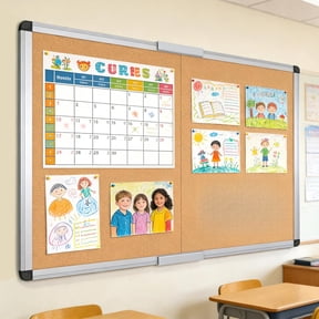Large Cork Bulletin Board/Foldable Noticeboard, 48 X 48 Inches, Silver Aluminium Frame