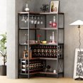 Large Corner Wine Rack, 63'' Corner Bar with Glass Holder and