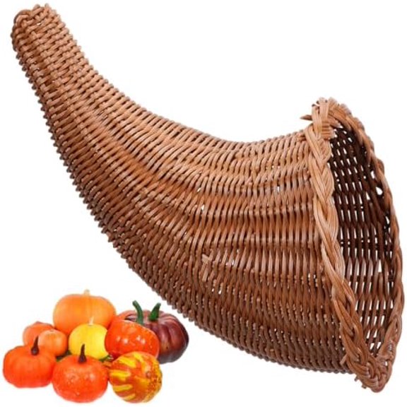 Large Cornucopia Basket Wicker Grapevine Fall Basket Snack for Thanksgiving Christmas Harvest Table Centerpiece Party Decorations$$Electronics Accessories