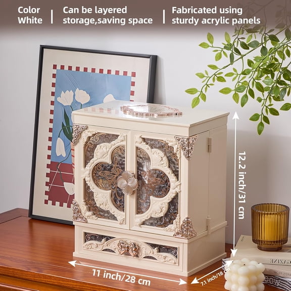 Large Cosmetic Mirror Storage Box with LED Light