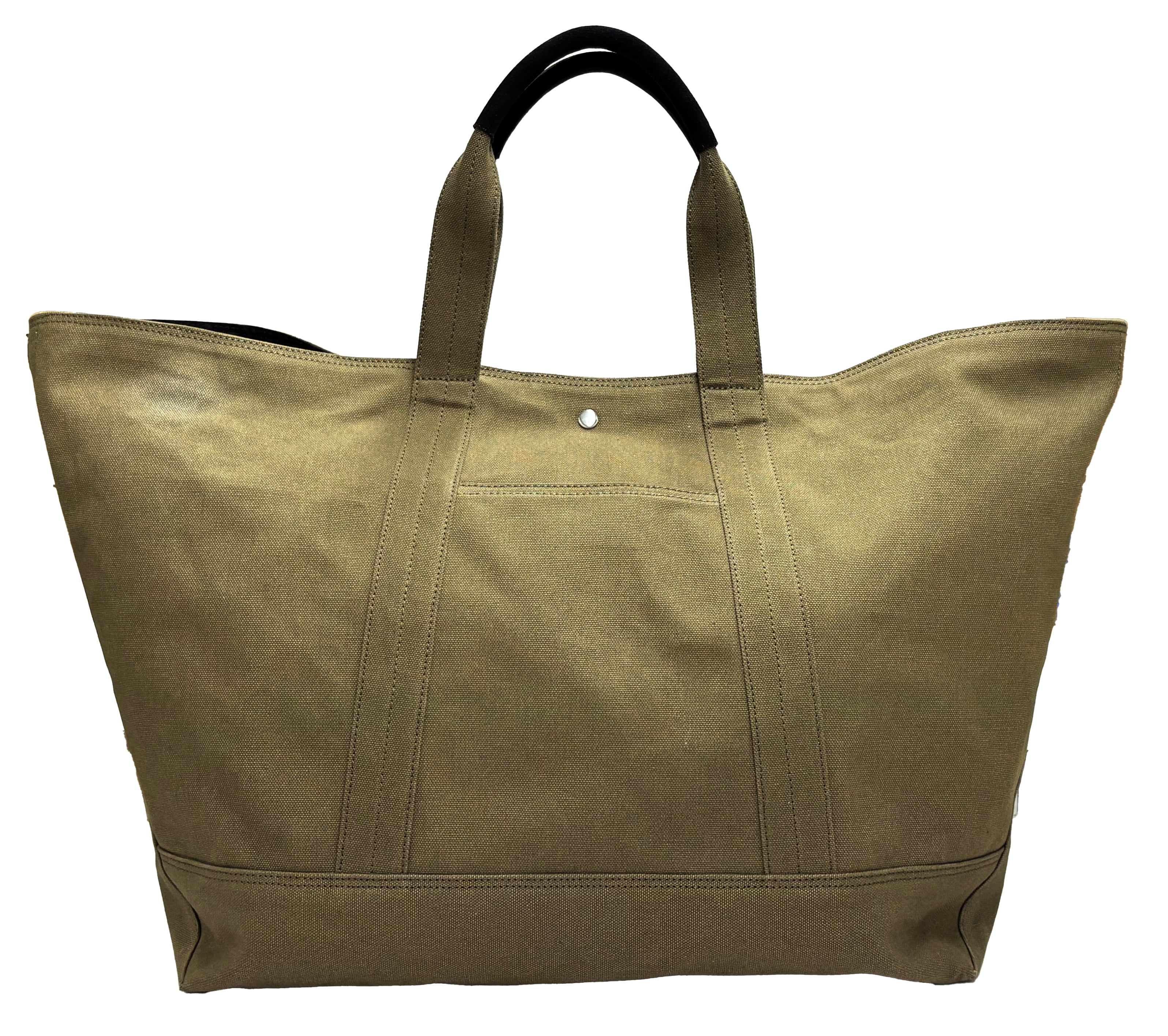 Free Assembly Unisex Large Cotton Canvas Tote Bag with Leather Handles, Green