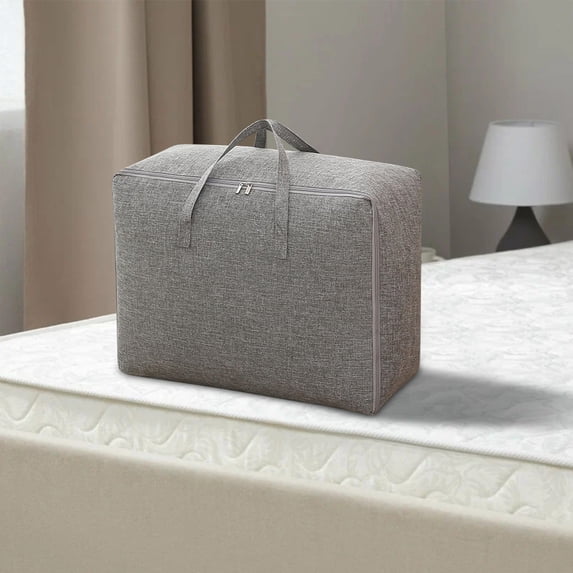 Large Cotton Linen Storage Bag for Quilts, Blankets, and Clothing - Heavy-Duty Moving and Travel Organizer with Double Zipper
