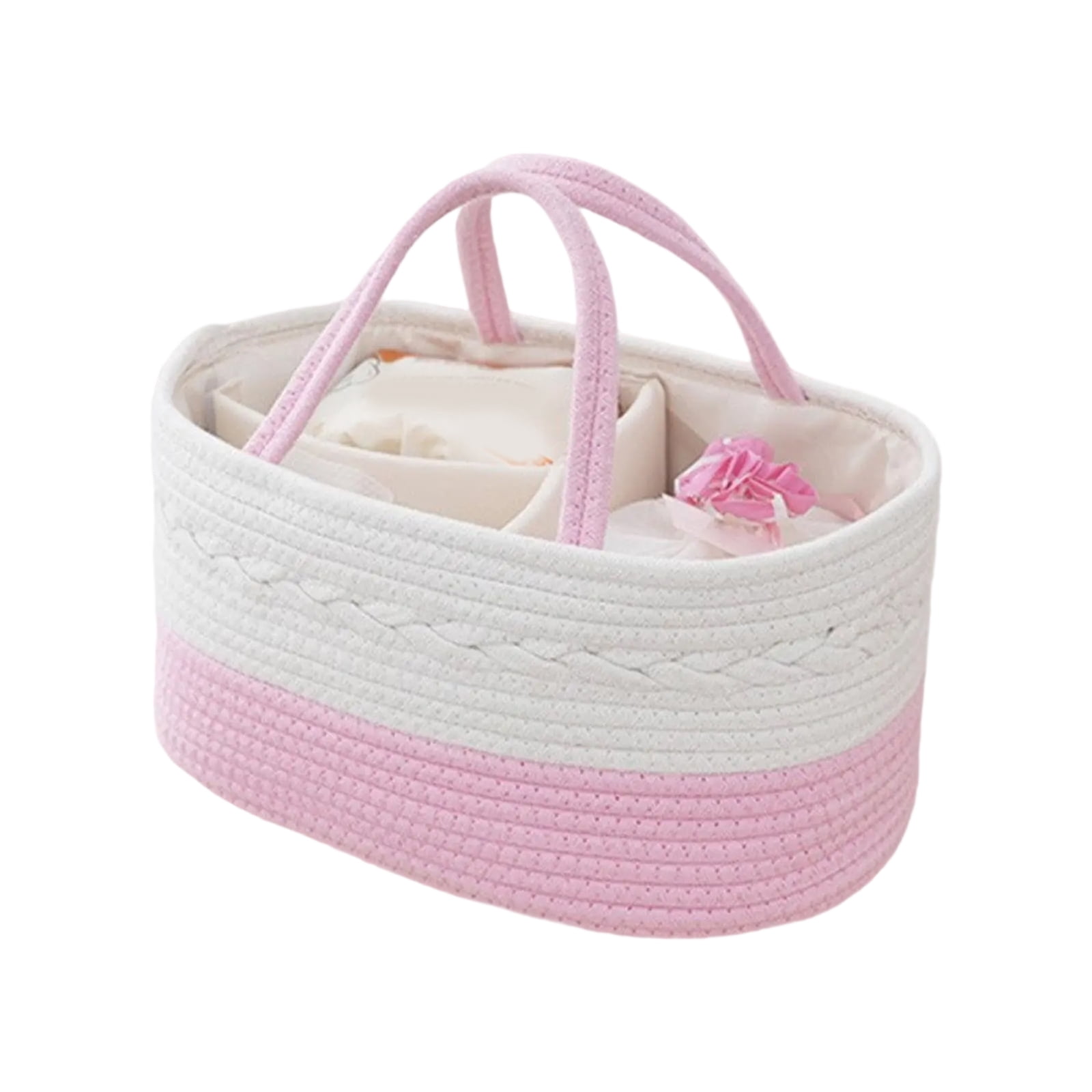 Large Cotton Rope Baby Product Storage Basket for Diapers Nappy Wet Wipes Organization with Detachable Partition