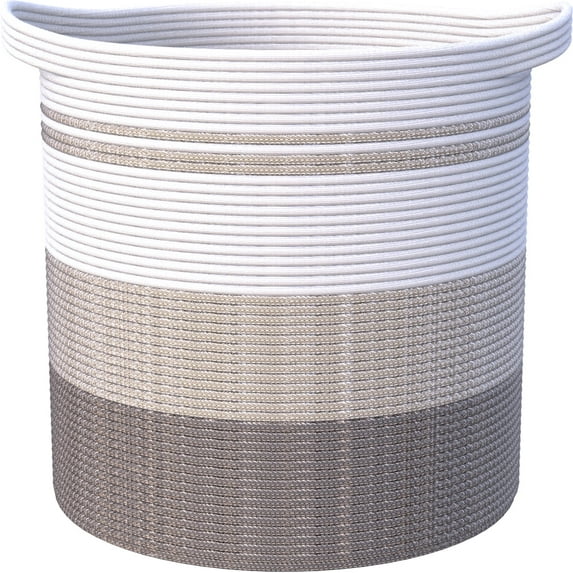 Large Cotton Rope Basket,18"x18"x20" Throw Blanket Storage for Living Room Woven Baby Laundry Basket with Handle Nursery Basket Soft Toy Storage Basket Comfoter Cushions Thread Hamper