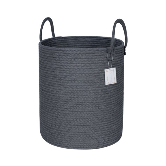 Large Cotton Rope Basket Woven Baby Laundry Basket Blanket Basket Toy Basket with Handle Comforter Cushions Storage Bin Thread Laundry Hamper - 15.8" x 17.7"