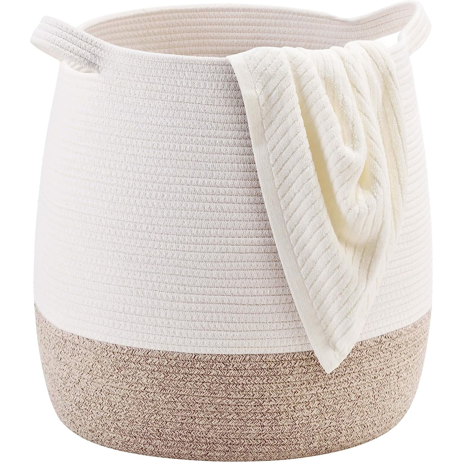 Large Cotton Rope Blanket Basket 17.7"x 15.7"x14.9" Woven Hamper