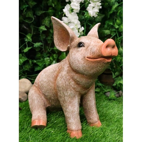 Ebros Gift Animal Farm Babe Pig Sitting Statue 11.25 inch Garden Statue