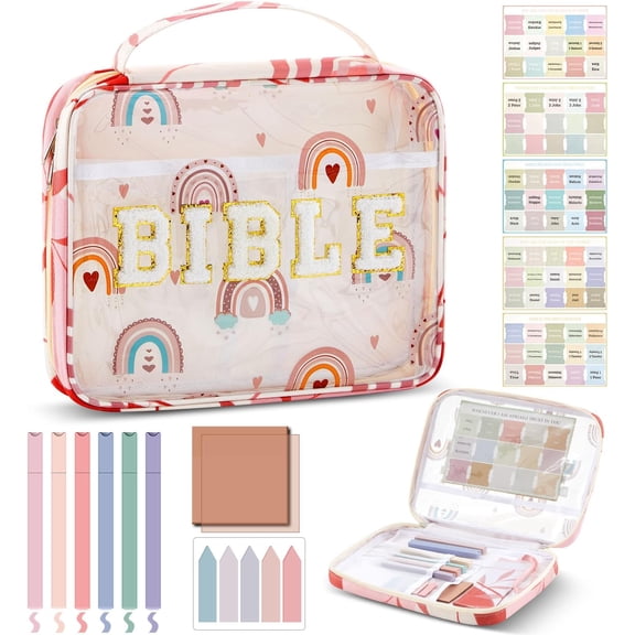 Large  Cover Case for Women with  Strap Chenille Letter PU Leather with  Tabs 6 Colored  Pen Highlighters for Study Tote Bag Christmas Gifts,11.02 .46 x 1.97