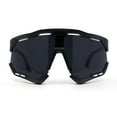 thumbnail image 1 of Large Coverage Mirror Lens Shield Curved Wrap Sport Sunglasses All Black, 1 of 4