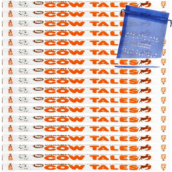 Large Cow Tales Original Caramel Bundle Pack - 18 Pieces of Long-Lasting, Individually Wrapped Caramel Candies