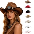 thumbnail image 1 of Large Cowboy Hat for Women,Wide Brim Felt Cowgirl Hat with Classic Hatband, 1 of 4