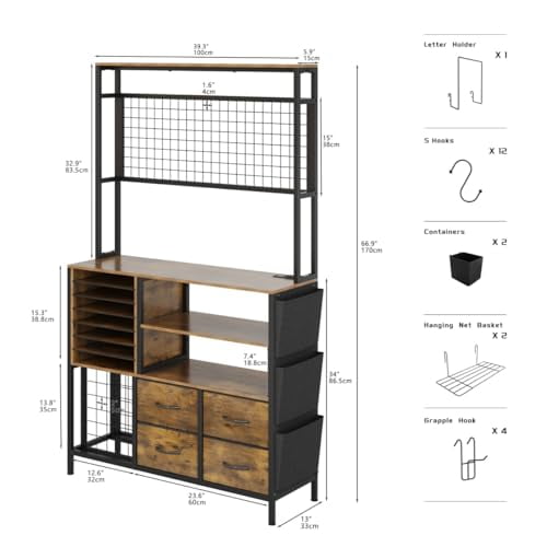 Large Craft Organization and Storage Cabinet Compatible with Cricut Machines, Craft Table with Charging Station Crafting Desk with Tools Accessories Organizer with Vinyl Holder (Ru