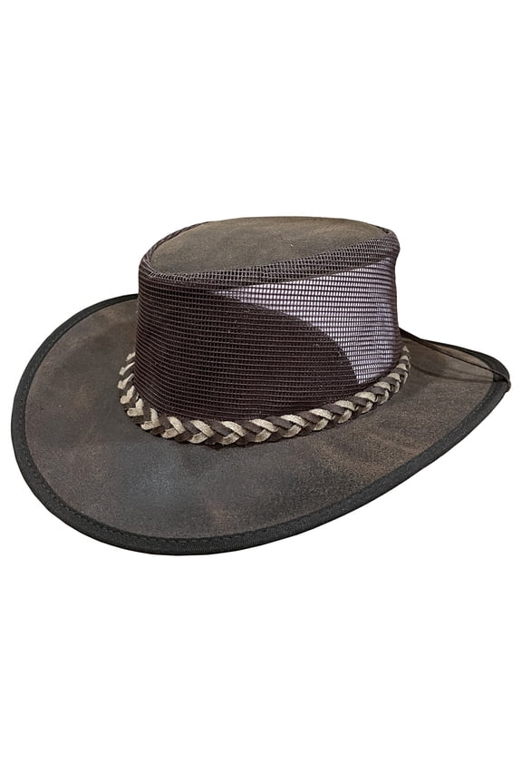 Large Crazy Horse Cow Suede with Mesh Chocolate Brown Cowboy Hat Hilason