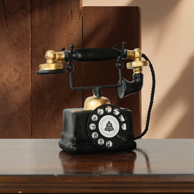 Vintage Style Retro Telephone Decor - 18x15.5x9cm Resin Model For Home Office Cafe