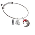 thumbnail image 1 of Large Crescent Moon Santa Face Best Friend Heart Expandable Bangle Bracelet, 1 of 1