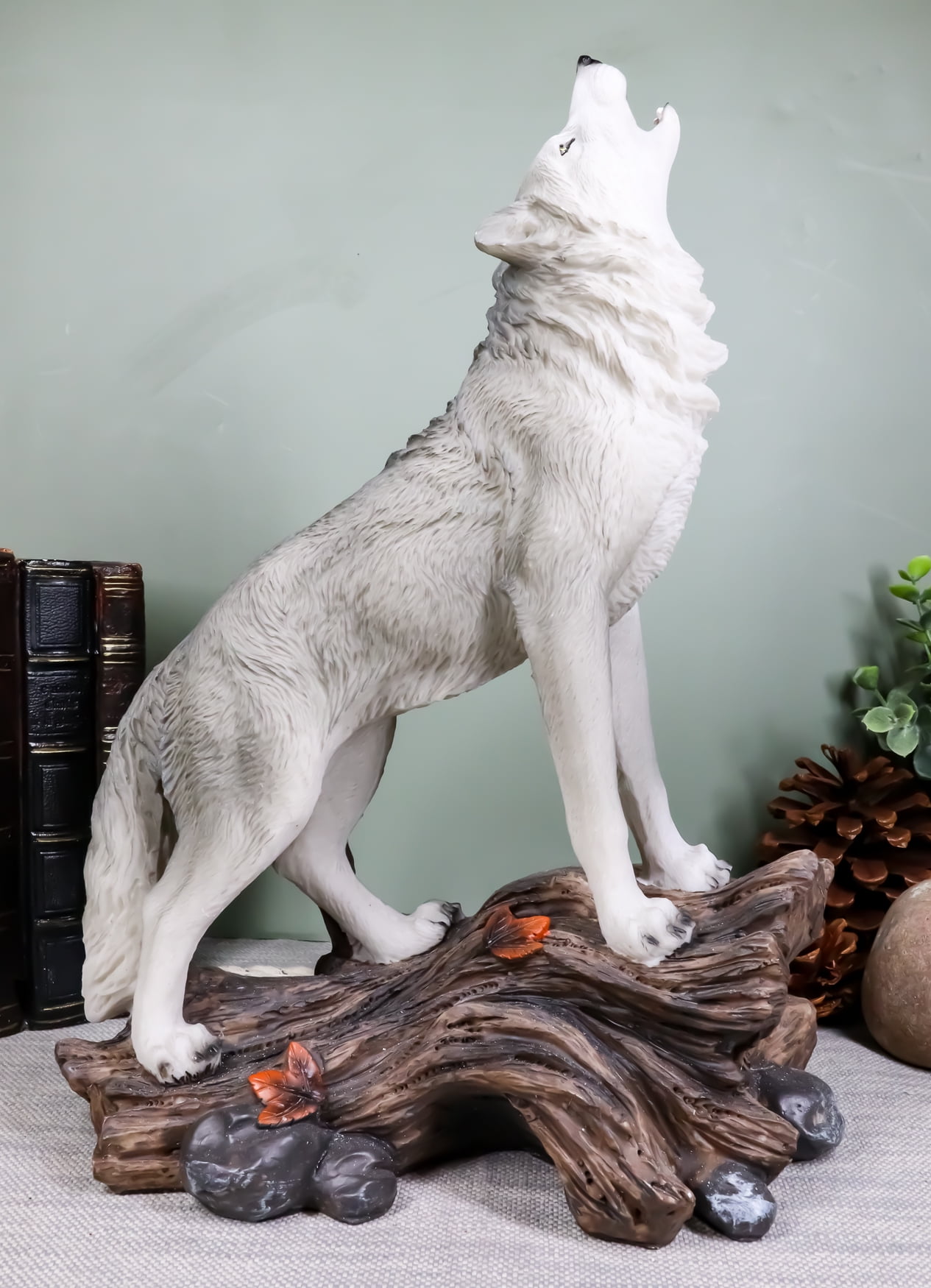 Large Cries Of The Night Howling Alpha Gray Wolf Statue 12"H Spirit