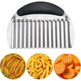 thumbnail image 1 of Large Crinkle Cutter French Fry Cutter, Large Wave Slicer Potato Wavy Chopper, Stainless Steel Vegetable Crinkle Cutting Onion Chopping Tool with Handle for Cucumber, Kitchen Dicer Gadgets, 1 of 10