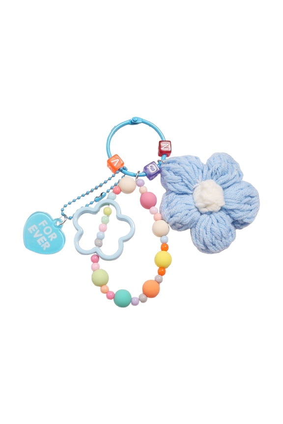 Large Crochet Five Flower Keychain Colorful Acrylic Accessory For Keys Bags Backpack Gift