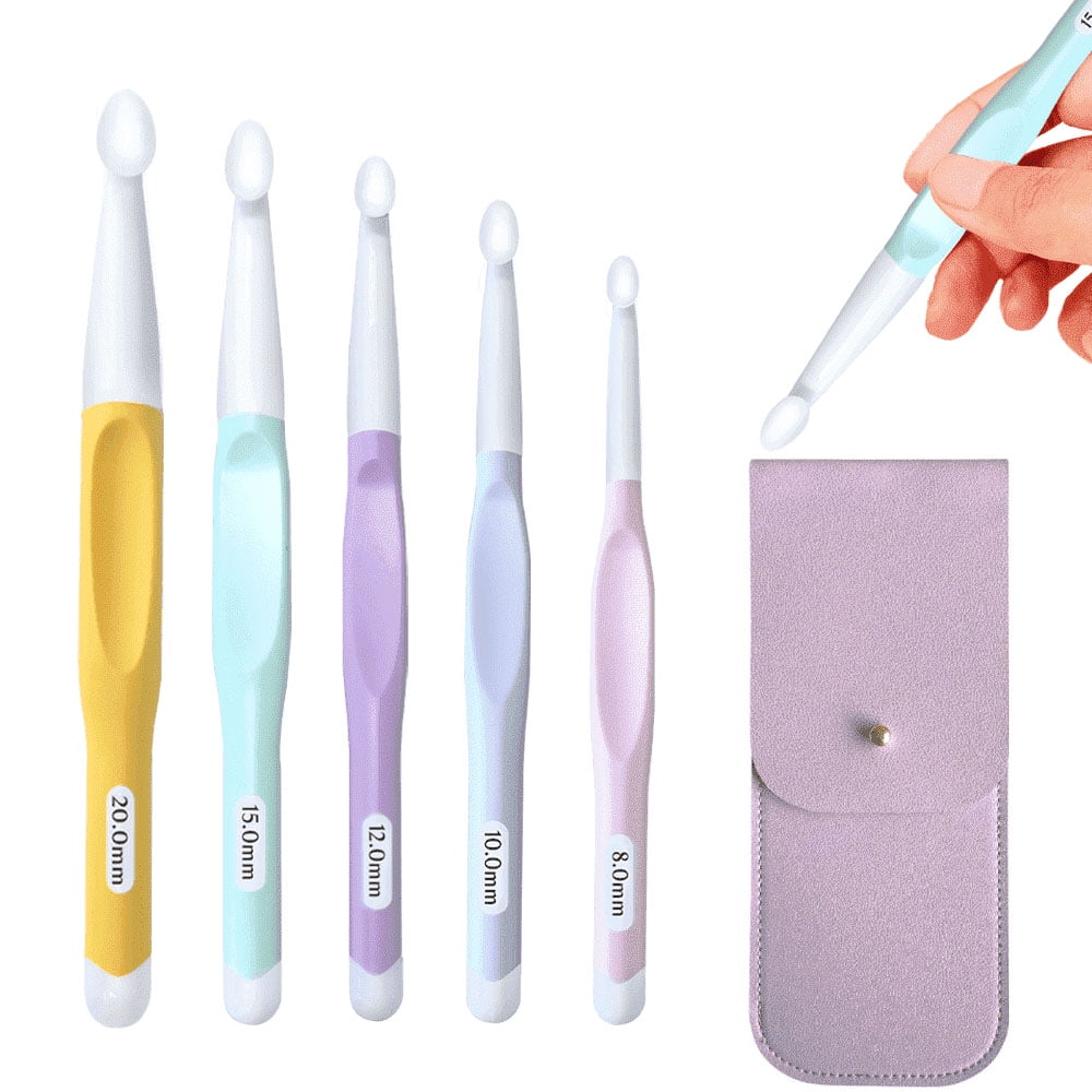 Large Crochet Hooks 8.0mm 10.0mm 12.0mm 15.0mm 20.0mm,Big Crochet Hooks,Yarn Needles with Ergonomic Handle