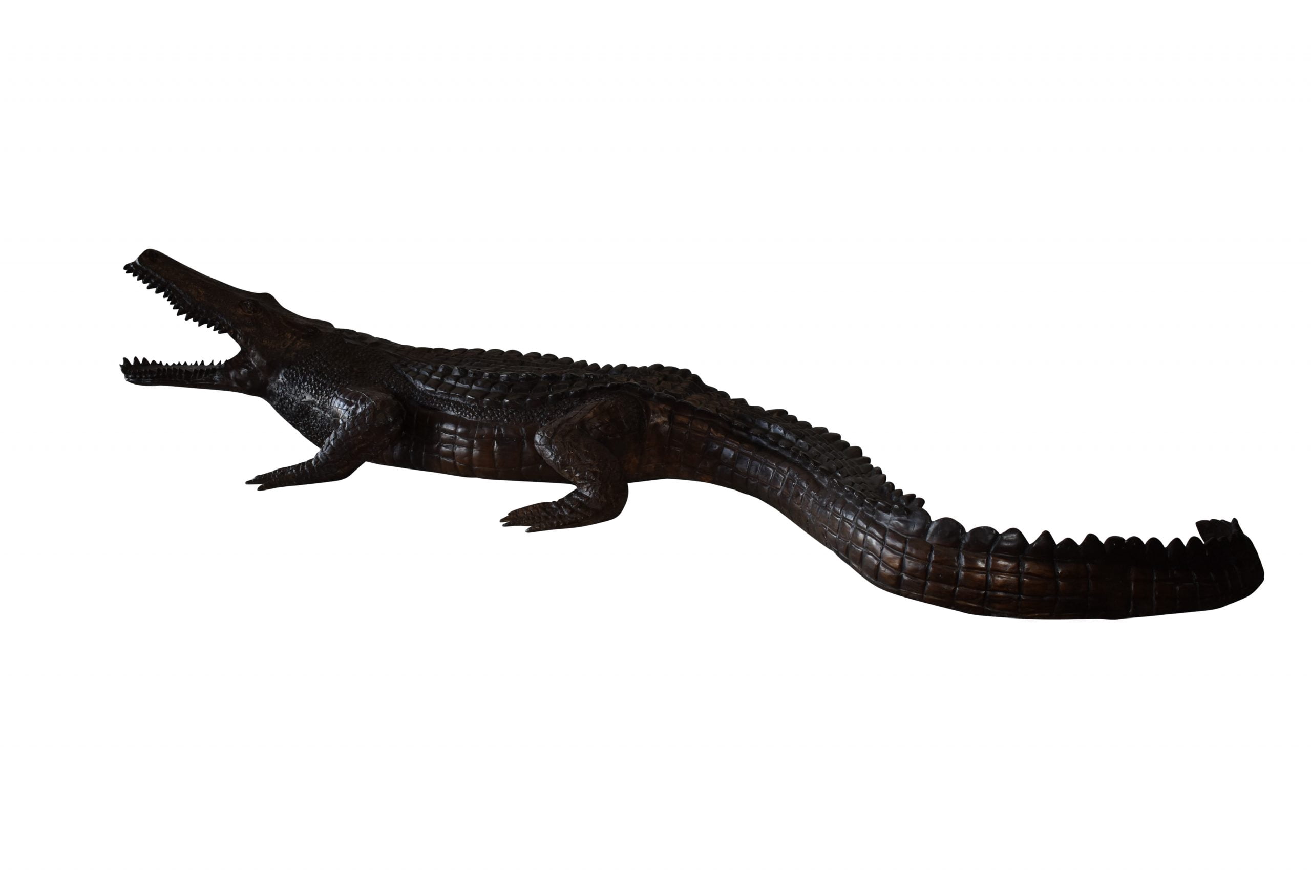 Nifao Large Crocodile78" x 24" x 14"H – Outdoor Bronze Fountain, Garden Water Feature, 78"L x 24"W x 14"H