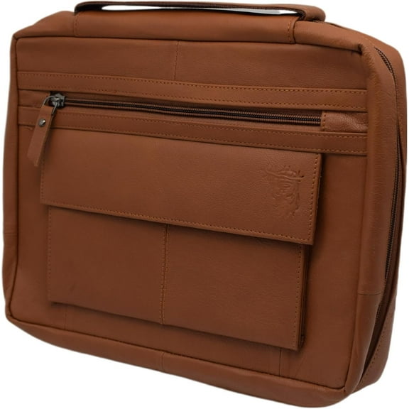 Large Cross Bible Book Cover Genuine Leather with Handle Jesus Face