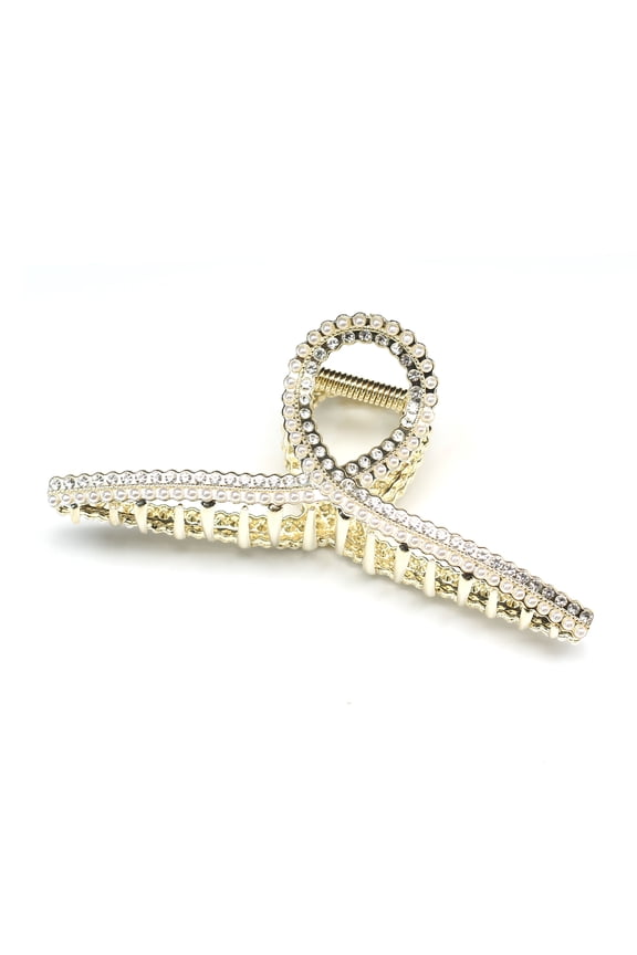 Large Cross Hair Claw Clip for Women Non-Slip Strong Hold Thick Long Hair Accessory 1 Count, 4.5 Inch, Pearl Crystal