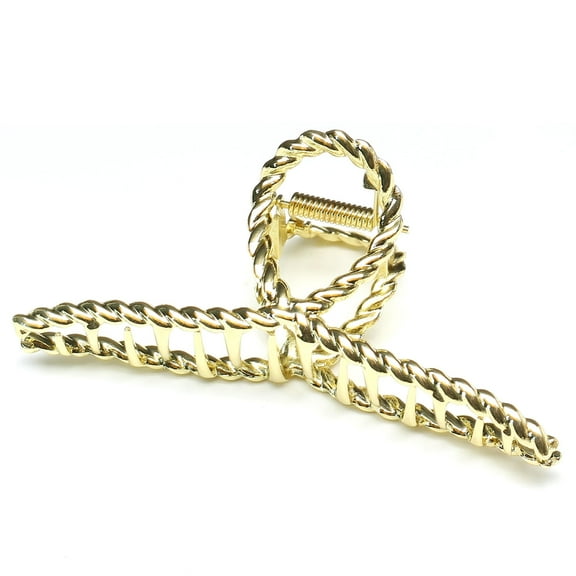 QinGoo Large Cross Metal Hair Claw Clip for Women Non-Slip Thick Hair Accessory 1 Count, 4.5 Inch, Gold