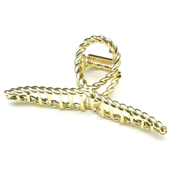 QinGoo Large Cross Metal Hair Claw Clip for Women Non-Slip Thick Hair Accessory 1 Count, 4.5 Inch, Matt Gold