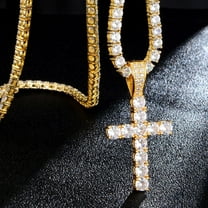 Large Cross Pendant Gold Plated Full Zircon Ornament