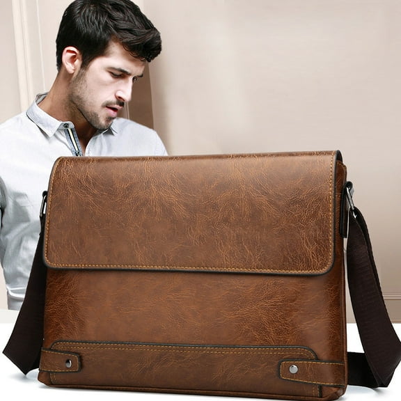 Large Crossbody Bag,PU Leather Shoulder Bag for Women,Adjustable Strap Lightweight Tote,Spacious Multi Compartment Handbag for Travel,Work,Daily Use,Brown Purse