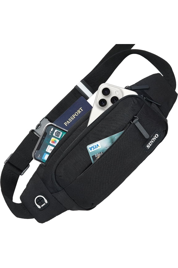 Large Crossbody Fanny Pack for Women Men Belt Bag With 4-Zipper Pockets Travel Running Hiking Workout Dog Walking Outdoors Sport Fishing Waist Carrying All Phones