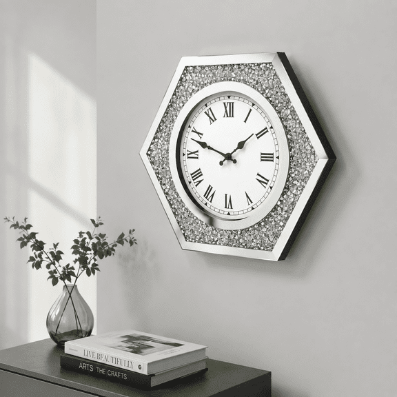 Large Crystal Crush Wall Clock For Living Room Decor
