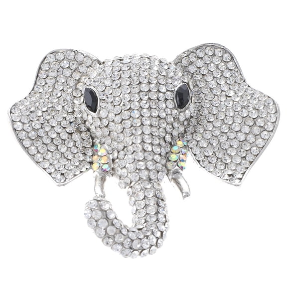 Large Crystal Elephant Brooch