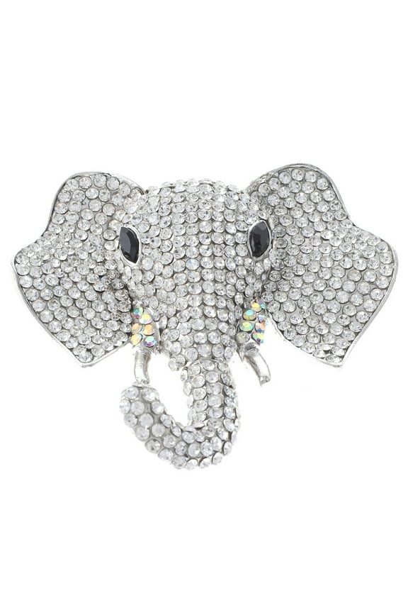 Large Crystal Elephant Brooch