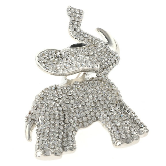 Large Crystal Elephant Brooch