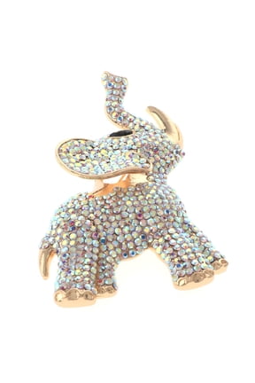 Large Crystal Elephant Brooch