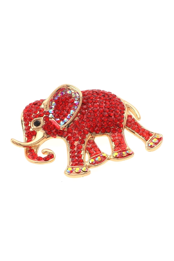 Large Crystal Elephant Brooch