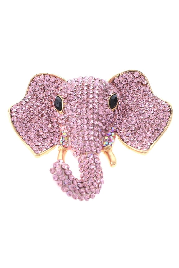 Large Crystal Elephant Brooch