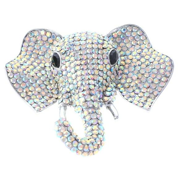 Large Crystal Elephant Brooch