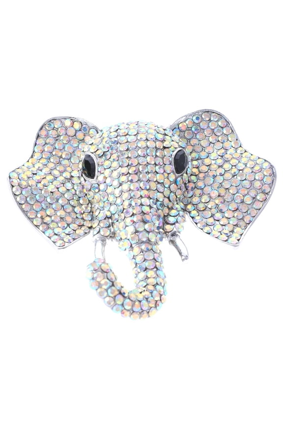 Large Crystal Elephant Brooch