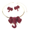 thumbnail image 1 of Large Crystal Elephant Necklace Earring Set, 1 of 2