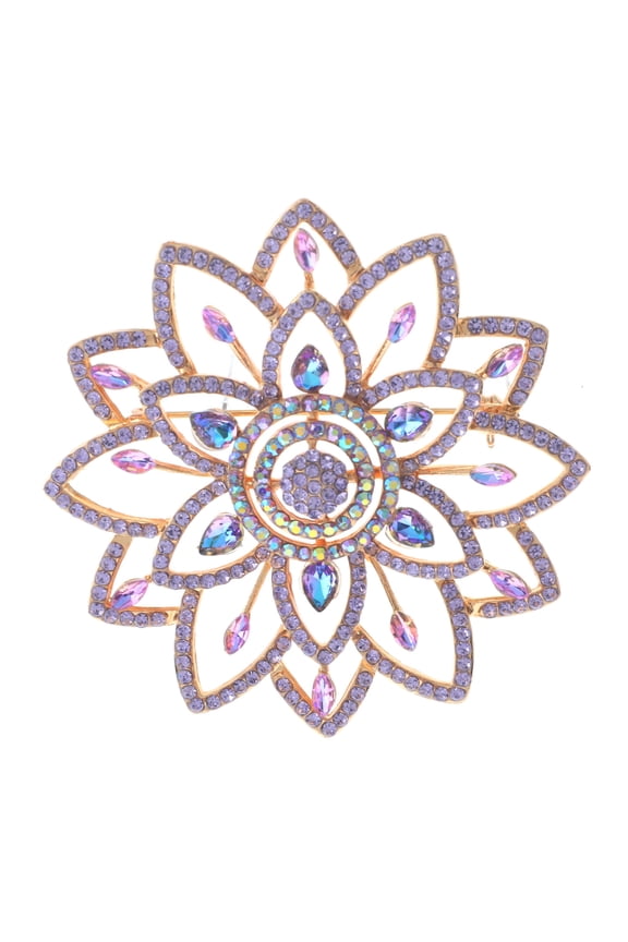 Large Crystal Flower Brooch