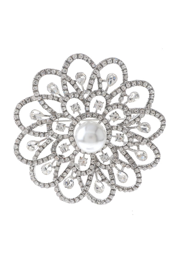 Large Crystal Flower Brooch