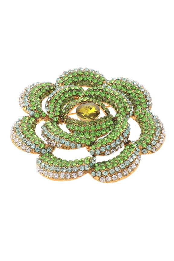 Large Crystal Flower Brooch